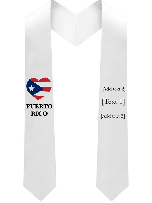 Custom Heart Puerto Rico Graduation Stole, Graduation Stole, Puerto Rico Stole, PR Stole, Grad Stole