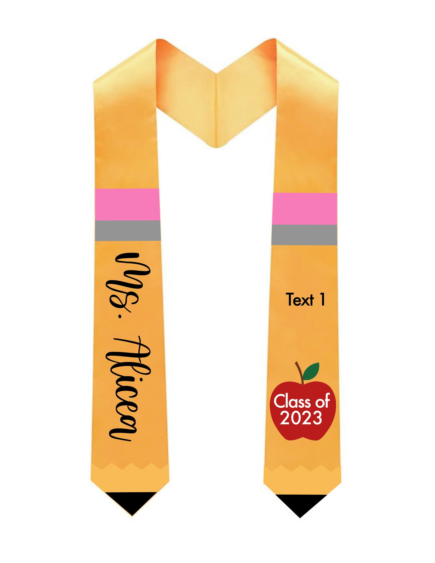 Teacher Graduation Stole, Pencil graduation stole, Graduation Stole, Teacher Pencil Graduation Stole, Apple and Pencil Stole, Grad Stoles