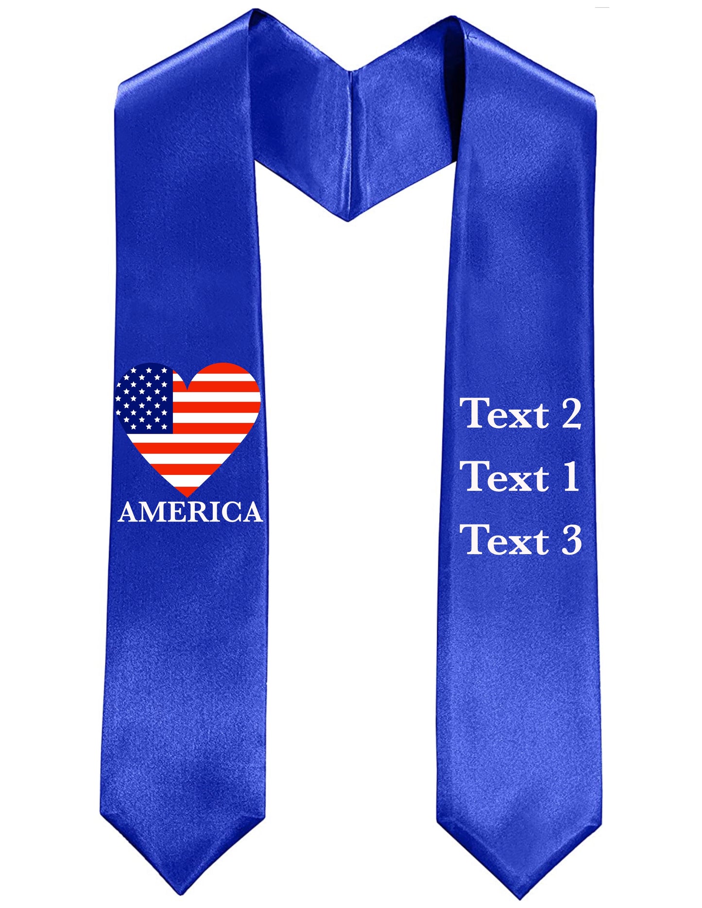 Custom Heart USA Graduation Stole, Graduation Stole, USA Stole, America Stole, Grad Stole