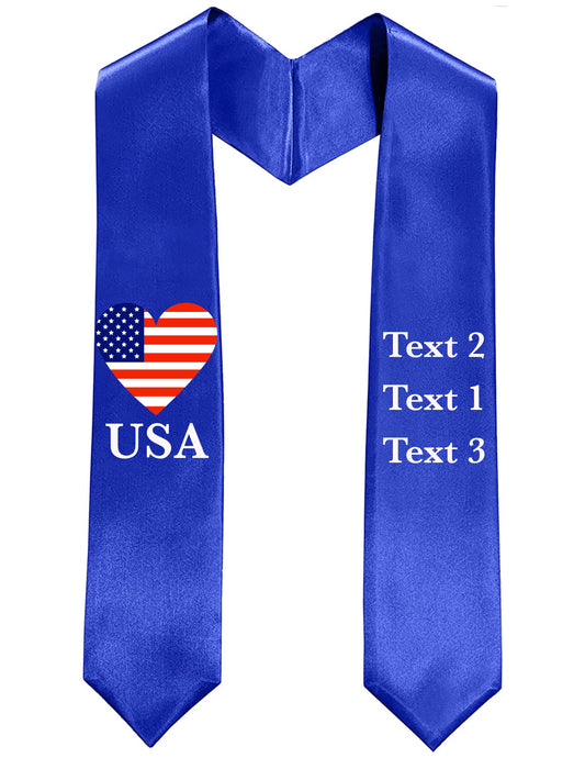 Custom Heart USA Graduation Stole, Graduation Stole, USA Stole, America Stole, Grad Stole