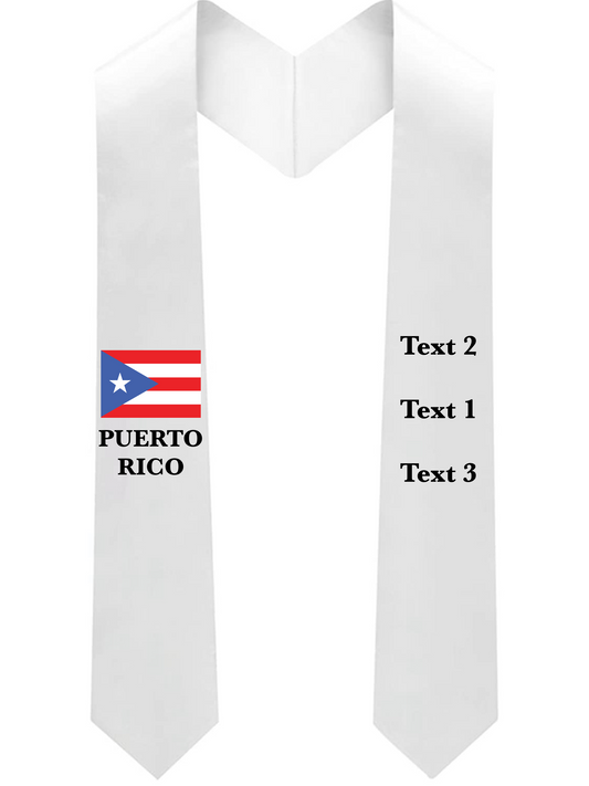 Puerto Rico Flag Graduation Stole, Graduation Stole, Puerto Rico Stole, PR Stole, Grad Stole