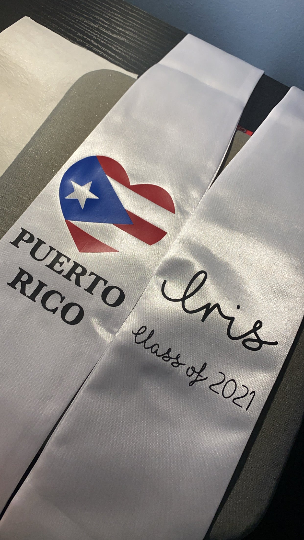 Custom Heart Puerto Rico Graduation Stole, Graduation Stole, Puerto Rico Stole, PR Stole, Grad Stole