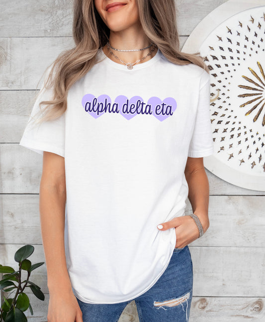 Alpha Delta Eta Sorority Design Hearts