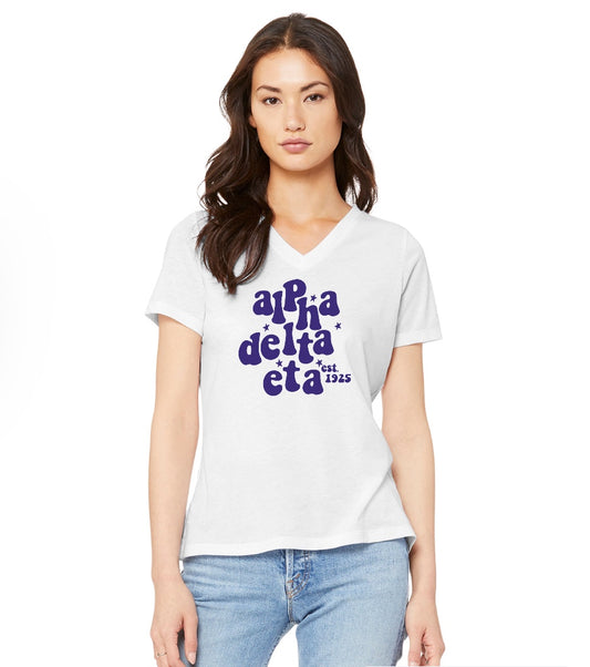Alpha Delta Eta Sorority Design ADH Est 1925 V-Neck